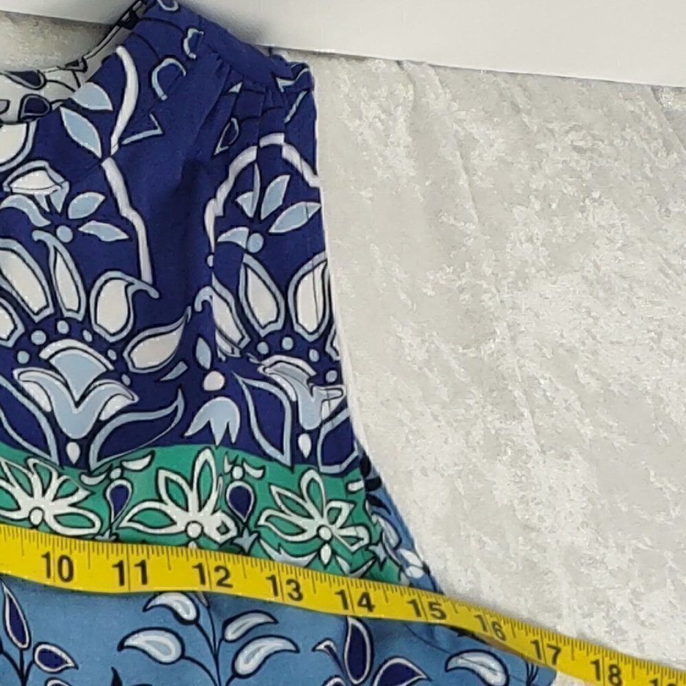 Loft White Purple Blue, Green Sleeveless Bohemian Floral Midi Dress Size MP - Picture 7 of 10
